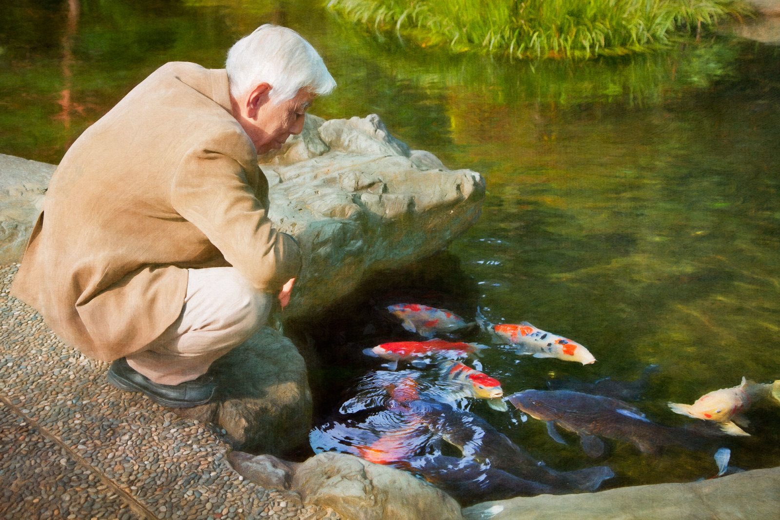 Man with Koi fish