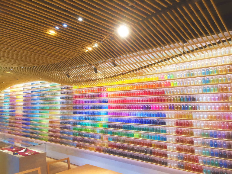 Pigment store ceiling and shelves